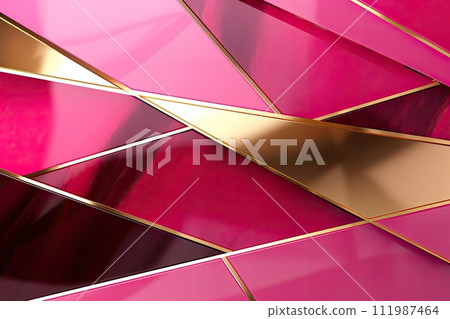 AI-generated content. luxury geometric shiny pink and golden background 111987464