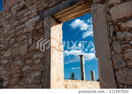 Columns seen through doorway in Apollo Hylates sanctuary, Cyprus Columns seen through doorway in Apollo Hylates sanctuary, Cyprus 111987692