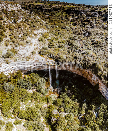 Aerial view of Avdimou waterfall near Avdimou village, Cyprus Aerial view of Avdimou waterfall near Avdimou village, Cyprus 111987718