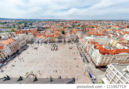 Elevated view of Republic Square. Pilsen (Plzen), Czech Republic. 111987719
