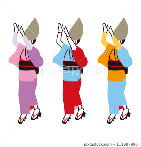 旅遊/四國德島縣的阿波舞【女性舞蹈的剪貼插圖】 111987990