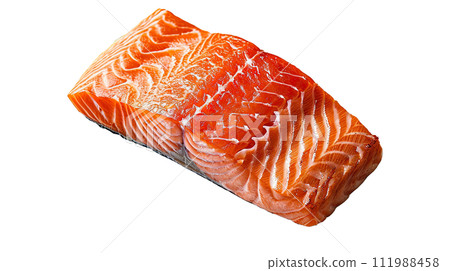 Salmon Raw Fillet isolated on a White Salmon Raw Fillet isolated on a White 111988458