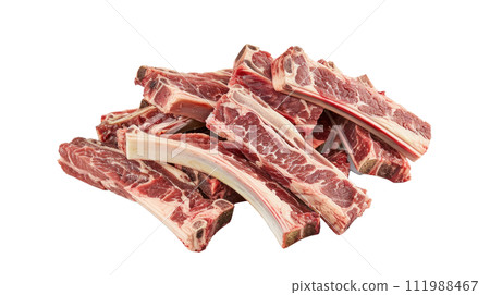 Raw Beef Short Ribs Isolated on White Background 111988467