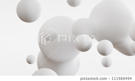 Abstract white background. Metaballs, liquid balls, soap bubbles 111988494