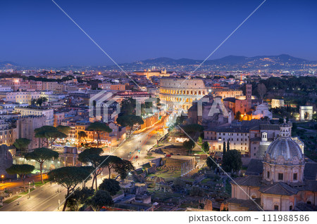 Rome, Italy overlooking the Roman Forum and Colosseum Rome, Italy overlooking the Roman Forum and Colosseum 111988586