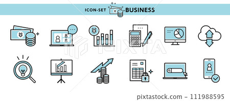 Simple icon set related to economy and business Simple icon set related to economy and business 111988595