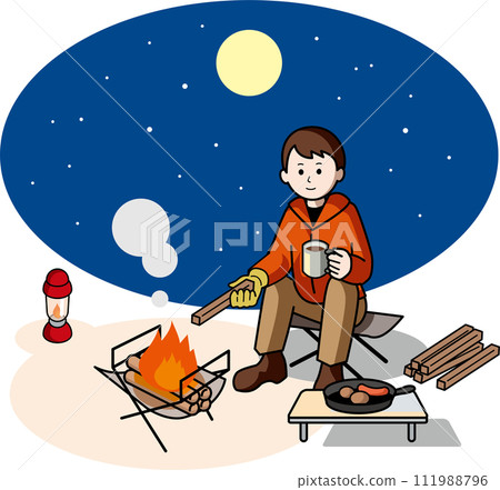 晚上露營的男人 111988796