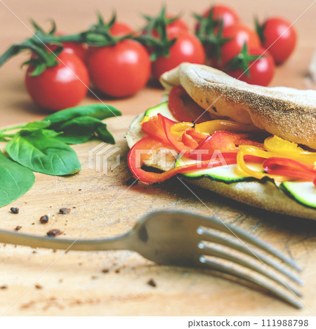 Veggie closed pizza 111988798