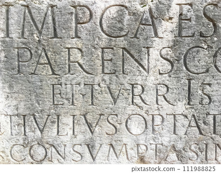 Roman letters on stone 111988825