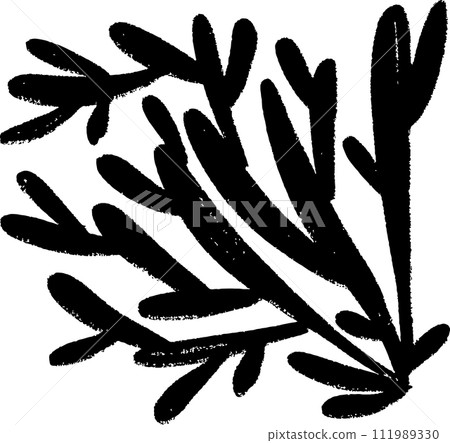 Simple Chalk Grunge Branch with Oval Leaves Simple Chalk Grunge Branch with Oval Leaves 111989330