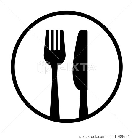 刀和叉剪影圖標 111989665