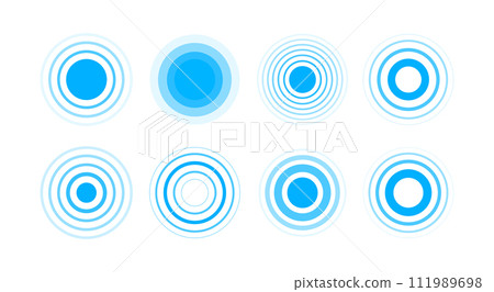 Signal concentric circles. Concentric rings. Epicenter theme. Radio station signal. Vector illustration Signal concentric circles. Concentric rings. Epicenter theme. Radio station signal. Vector illustration 111989698