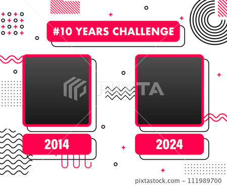 Dynamic 10 Years Challenge Concept with Pink and Black Color Scheme for Social Media Posts 111989700