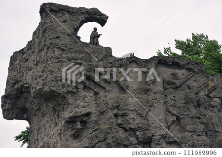 walls of the ruins of "not a step back" on Mamayev Kurgan in Volgograd, Russia walls of the ruins of "not a step back" on Mamayev Kurgan in Volgograd, Russia 111989996