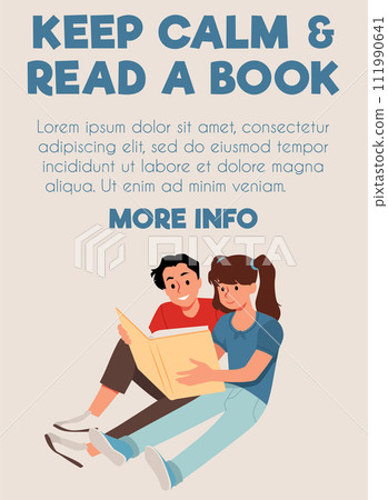 Couple enjoying book together vector poster 111990641