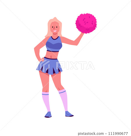 Poised cheerleader with pink pom-pom vector Poised cheerleader with pink pom-pom vector 111990677