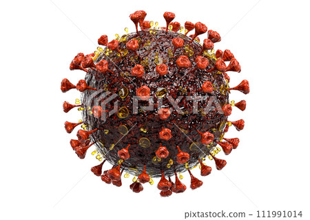 Corona virus COVID-19 virus pathogen cell. 3D Rendering. Isolated 111991014