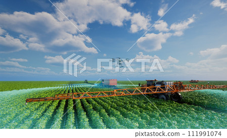 Autonomous agriculture vehicle and drone self driving, 5G techno Autonomous agriculture vehicle and drone self driving, 5G techno 111991074