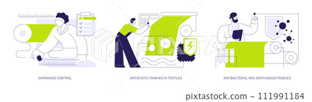 Fabrics chemical treatment abstract concept vector illustrations. Fabrics chemical treatment abstract concept vector illustrations. 111991184