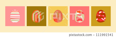 Happy Easter Greeting Card. Geometric Easter Egg Illustration. Geometric pattern. Vector Design Template for Easter Holiday. Collection of Elegant and Trendy Easter Card Templates. Stock Vector.. 111991541