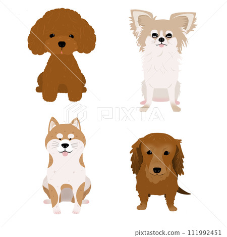 簡單可愛的狗狗手繪插畫套裝1 111992451