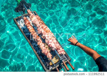 Souvla over mediterranean sea. Cyprus 111992511