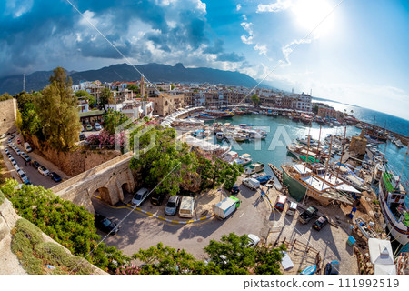 Historic harbour and the old town in Kyrenia (Girne) on the Northern Coast of Cyprus 111992519