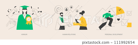 Social abilities abstract concept vector illustrations. 111992654