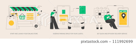 Online store pickup service abstract concept vector illustrations. 111992699