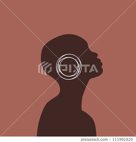 African American woman silhouette. Beautiful black girl profile with decoration. Vector Illustration of Black Woman. African American woman silhouette. Beautiful black girl profile with decoration. Vector Illustration of Black Woman. 111992820