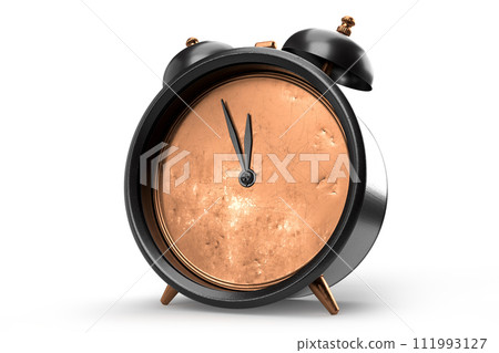 Vintage alarm clock over white background. Isolated. 3D Rendering Vintage alarm clock over white background. Isolated. 3D Rendering 111993127