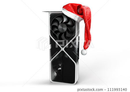 Festive Video card. Technology Christmas concept. 3D Rendering 111993140