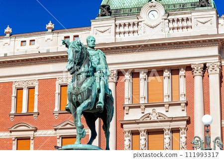 Prince Mihailo monument at Square of the Republic in front of National Museum. Belgrade, Serbia Prince Mihailo monument at Square of the Republic in front of National Museum. Belgrade, Serbia 111993317