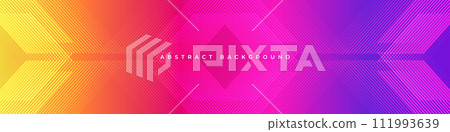 Bright colorful abstract modern wide banner with geometric lines and striped arrows. Vector illustration colored background for banner, cover, wallpaper, brochure, card, book, landing or poster Bright colorful abstract modern wide banner with geometric lines and striped arrows. Vector illustration colored background for banner, cover, wallpaper, brochure, card, book, landing or poster 111993639