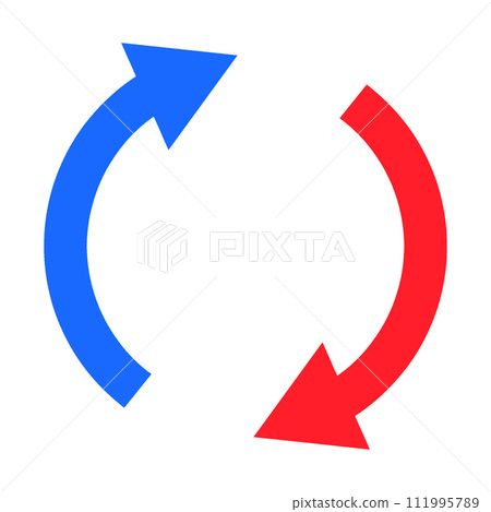 blue and red rotating arrows blue and red rotating arrows 111995789