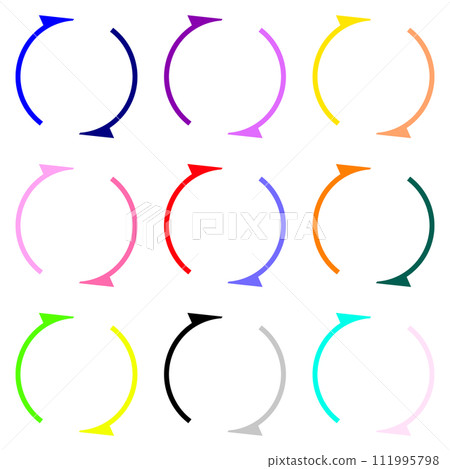 Set of 9 narrow colorful rotating arrows - Stock Illustration ...