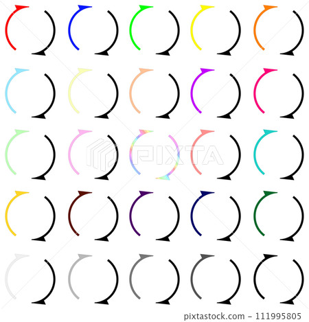 Set of 25 ultra-fine black and colorful rotating arrows 111995805