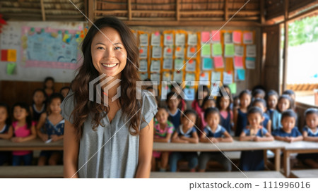 Radiant Teacher with Students 111996016