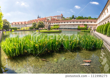 A pond with The Hercules' Fountain at Wallenstein Garden. Prague, Czech Republic 111996273