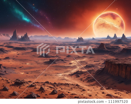 Desert terrain on an alien planet 111997520