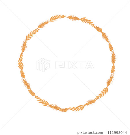Frame border gold rye branches seeds flat design 111998044