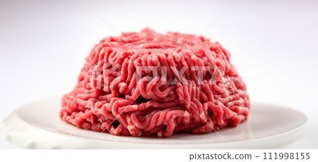 Fresh raw beef minced meat isolated. Raw ground pork. 111998155