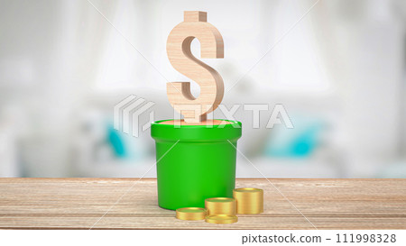The Dollar icon in plant for Business concept 3d rendering. 111998328