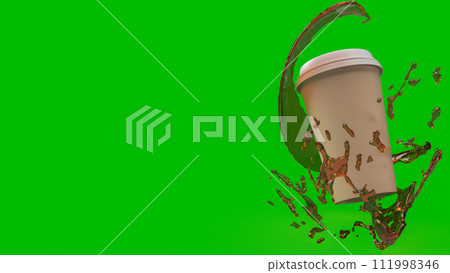 Coffee cup on Green Background for hot drink concept 3d rendering. 111998346