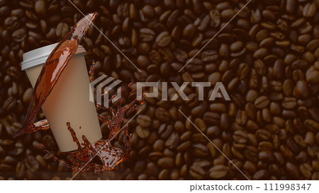 Coffee cup on Bean Background for hot drink concept 3d rendering. Coffee cup on Bean Background for hot drink concept 3d rendering. 111998347