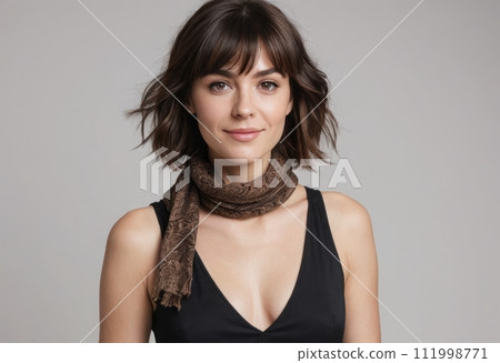 AI-generated content. Elegant Woman with Scarf 111998771