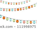 Festival landscape with colorful lanterns hanging diagonally vector illustration 111998975