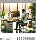 在辦公室工作的商人 111998980