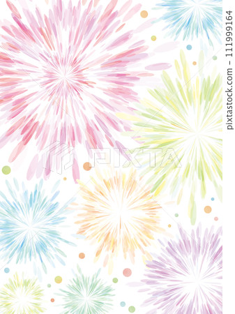 水彩風格色彩繽紛美麗的煙火背景-垂直 111999164