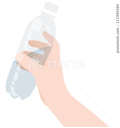 一手拿著塑膠瓶水的向量圖 111999384
